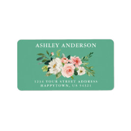 Waterverf Roze Floral Greenery Neo Mint Adres Etiket