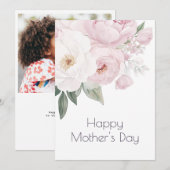 waterverf roze floral happy moederdag kaart (Voorkant / Achterkant)