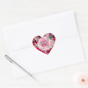 Waterverf Roze Floral Hart Sticker