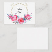 Waterverf Roze Floral Hartelijk dank Notitiekaartje (Voorkant / Achterkant)