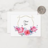 Waterverf Roze Floral Hartelijk dank Notitiekaartje (Voorkant / Achterkant in situ)