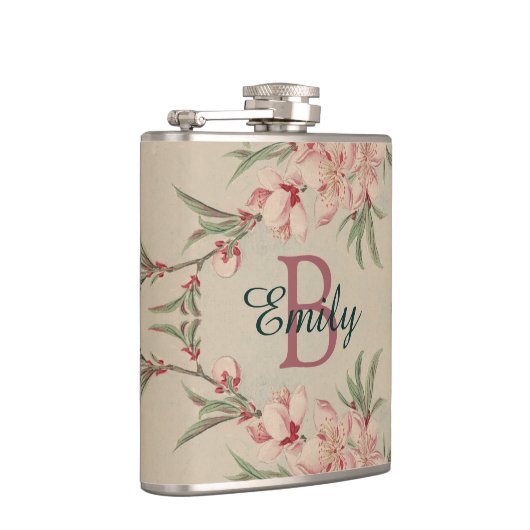  Waterverf Roze Floral Heupfles (Rechts)