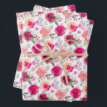 Waterverf Roze Floral Inpakpapier Vel<br><div class="desc">Levendige bloemen in schaduwen van bleek roze,  warme roze,  fuchsia to marsala op een witte achtergrond. Deze bladen van verpakkingspapier zijn leuk om cadeautjes te geven voor elke keer. Punten in onze winkel koppelen.</div>
