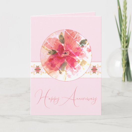 Waterverf Roze Floral Kaart (Voorkant)