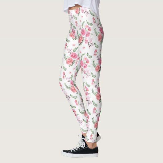 Waterverf Roze Floral Legging (Links)