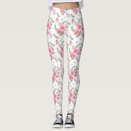 Waterverf Roze Floral Legging (Voorkant)