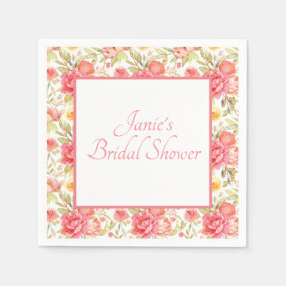 Waterverf Roze Floral Lijst Servet