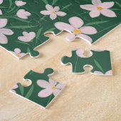 Waterverf Roze Floral met botanisch donkergroen on Legpuzzel (Zijkant)