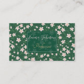 Waterverf Roze Floral met botanisch donkergroen on Visitekaartje (Voorkant)