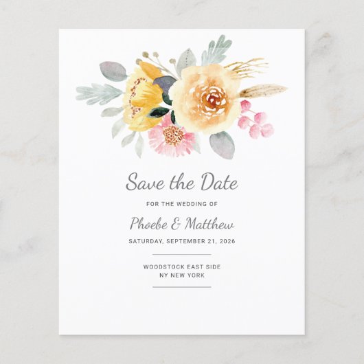 Waterverf Roze Floral Moderne botanische (Voorkant)