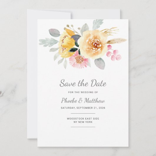 Waterverf Roze Floral Moderne botanische Save The Date (Voorkant)