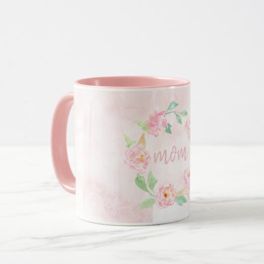 Waterverf Roze Floral Moederdag Gift Mok (Voorkant links)