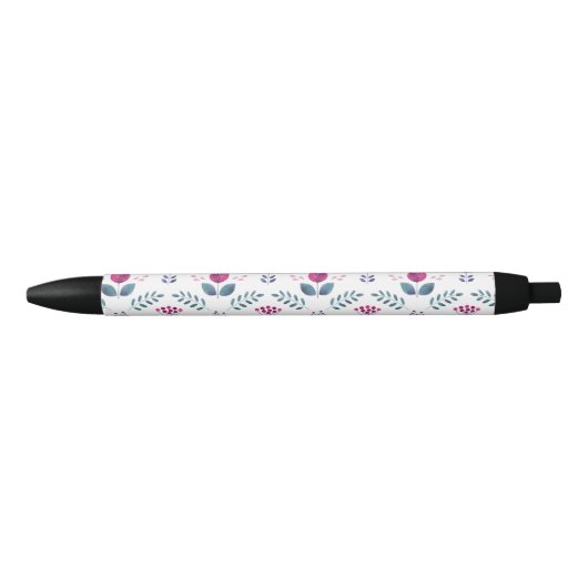 Waterverf Roze Floral ontwerp Zwarte Inkt Pen (Voorkant)