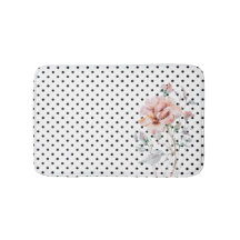 Waterverf Roze Floral op zwarte pokadots