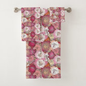  Waterverf Roze Floral Patroon Bad Handdoek (Insitu)