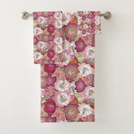  Waterverf Roze Floral Patroon Bad Handdoek