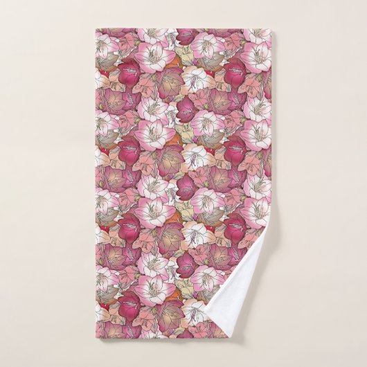  Waterverf Roze Floral Patroon Bad Handdoek (Handdoek)
