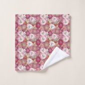  Waterverf Roze Floral Patroon Bad Handdoek (Wasdoekje)