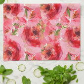 Waterverf Roze Floral Patroon Theedoek (Gevouwen)