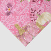 Waterverf Roze Floral pompoen op het Damask Patter Tissuepapier (Detail)