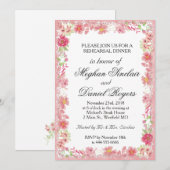 Waterverf Roze Floral repetitie Binnenkort Uitnodi Kaart (Voorkant / Achterkant)