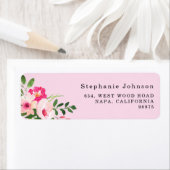 Waterverf Roze Floral Return-adres Etiket (Insitu)