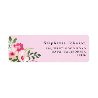  Waterverf Roze Floral Return-adres Etiket