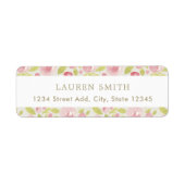 Waterverf Roze Floral Return-adres Etiket (Voorkant)