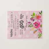 Waterverf Roze Floral Romans 8:28 Bijbelversie Legpuzzel (Horizontaal)