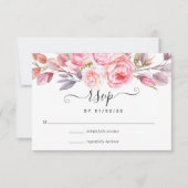 Waterverf Roze Floral RSVP Kaartje (Voorkant)