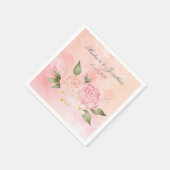 Waterverf Roze Floral Script Servet (Hoek)