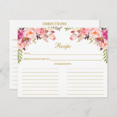 Waterverf Roze Floral Shower Gold Recipe Kaart (Voorkant / Achterkant)
