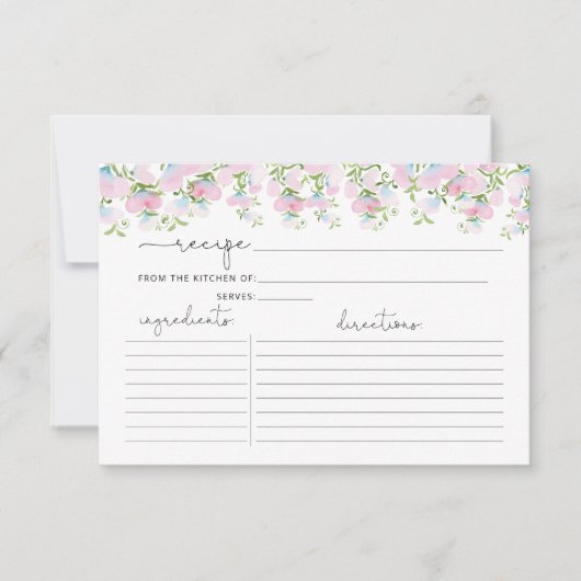 Waterverf Roze Floral Shower Recipcard (Voorkant)