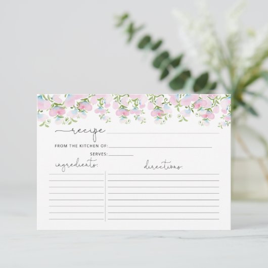 Waterverf Roze Floral Shower Recipcard (Staand voorkant)