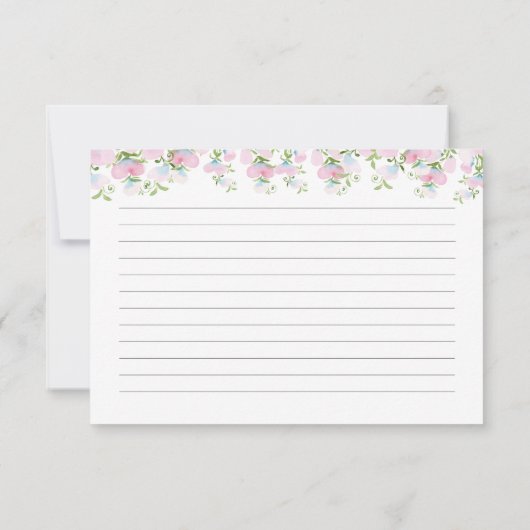 Waterverf Roze Floral Shower Recipcard (Achterkant)