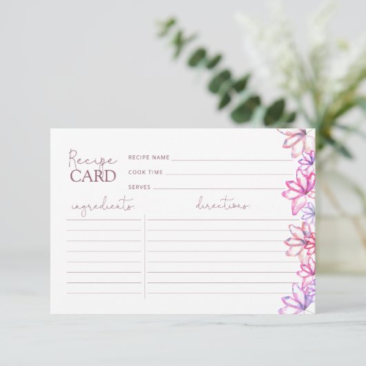 Waterverf Roze Floral Shower Recipcard (Staand voorkant)