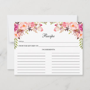 Waterverf Roze Floral Shower Recipcard Advieskaart