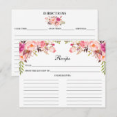 Waterverf Roze Floral Shower Recipcard Advieskaart (Voorkant / Achterkant)