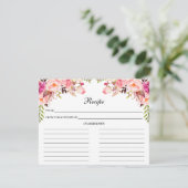 Waterverf Roze Floral Shower Recipcard Advieskaart (Staand voorkant)