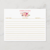 Waterverf Roze Floral Shower Recipe Kaart Gold (Achterkant)
