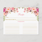 Waterverf Roze Floral Shower Recipe Kaart Gold (Voorkant)