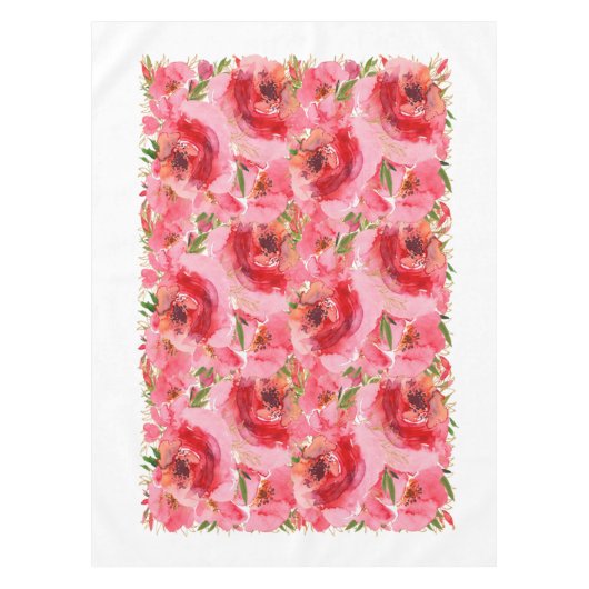 Waterverf Roze Floral Tafelkleed (Voorkant)