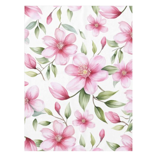 Waterverf Roze Floral Tafelkleed (Voorkant)