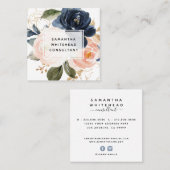 Waterverf Roze Floral Vierkante Visitekaartje (Voorkant / Achterkant)