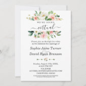 Waterverf Roze Floral virtuele bruiloft Kaart (Voorkant)