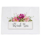 Waterverf Roze Floral Vrijgezellenfeest Groot Cadeauzakje (Voorkant)