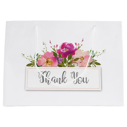 Waterverf Roze Floral Vrijgezellenfeest Groot Cadeauzakje (Voorkant)