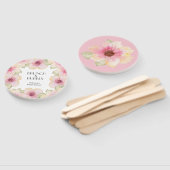 Waterverf Roze Floral Vrijgezellenfeest Handwaaier (Niet-gemonteerd)