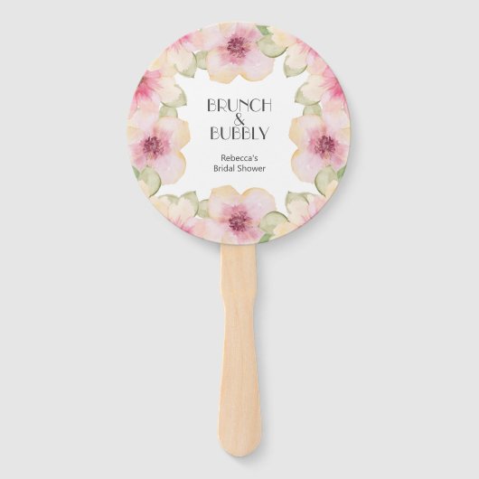 Waterverf Roze Floral Vrijgezellenfeest Handwaaier (Voorkant)