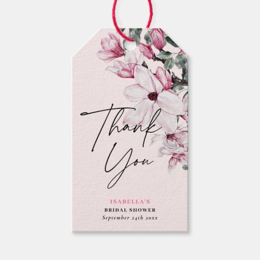 Waterverf Roze Floral Vrijgezellenfeest Hartelijk Cadeaulabel (Voorkant)